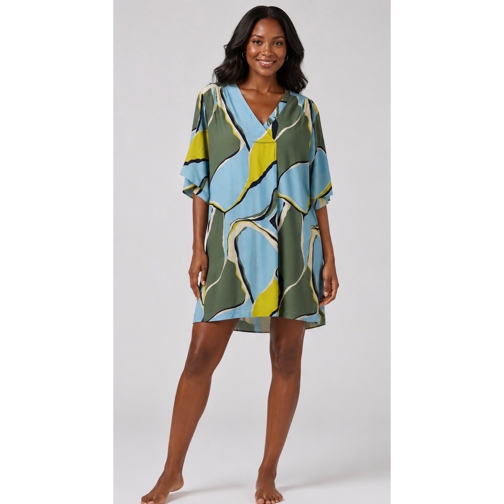 Masai Copenhagen Abstract Print Shift Dress | Size L | 100% Viscose